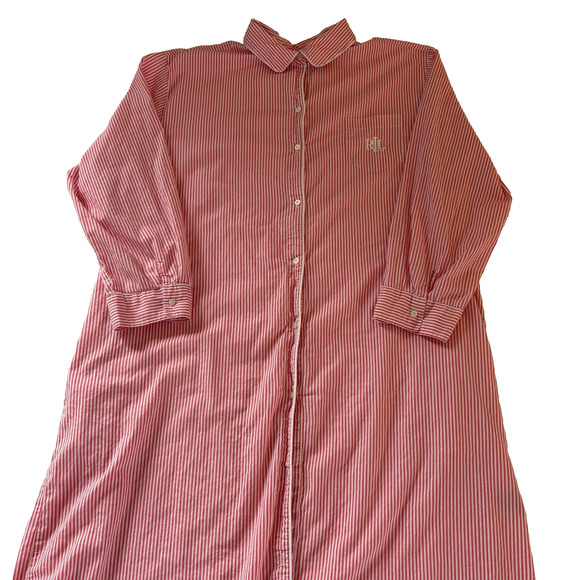 Lauren Ralph Lauren Women’s Pink Striped 3/4 Sleeve Sleep Shirt Nightgown Sz 3X - Picture 3 of 16